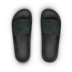 Floral Green Camo Women's Slide Sandals — Comfortable Summer Pool & Casual Slides