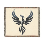 Phoenix Silhouette Woven Blanket | Tribal Bird Throw, Boho Home Decor