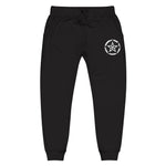 Embroidered Star Compass Sweatpants — White Fleece Joggers