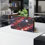 American Flag Zipper Wallet — Patriotic Stars & Stripes Long Wallet