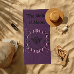 Moth with Lunar Phases Beach Towel | Moon Phase Moth Design