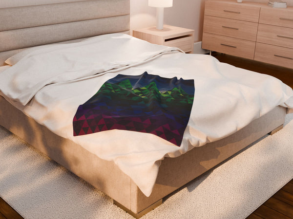 Pixelated Mountain Throw Blanket | Cozy Gamer Decor