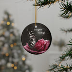 Butterfly Rose Ceramic Ornament — "Live Your Best Life" Double-Sided Holiday Ornament