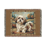 Shih Tzu Woven Blanket – Cozy Dog Throw with Scenic Backdrop
