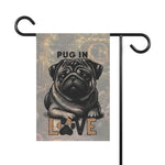 Pug Love Garden Banner, Pet Lover Decor, Dog Lover Gift, Outdoor Flag, Home & Garden Decoration