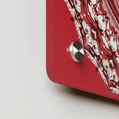 Red Heart Mandala Acrylic Wall Art Panels - Vibrant Home Decor - Iron Phoenix GHG