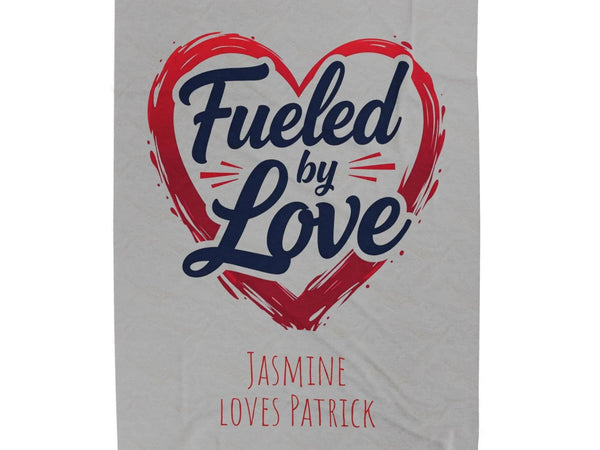 Personalized Plush Blanket - 'Fueled by Love' - Cozy Gift for Couples - Iron Phoenix GHG