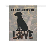 Labrador silhouette with paw LOVE Garden Flag | House Banner