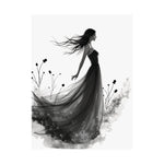 "Whispers of the Wind" - Elegant Black & White Satin Art Print - Wall Art - Iron Phoenix GHG