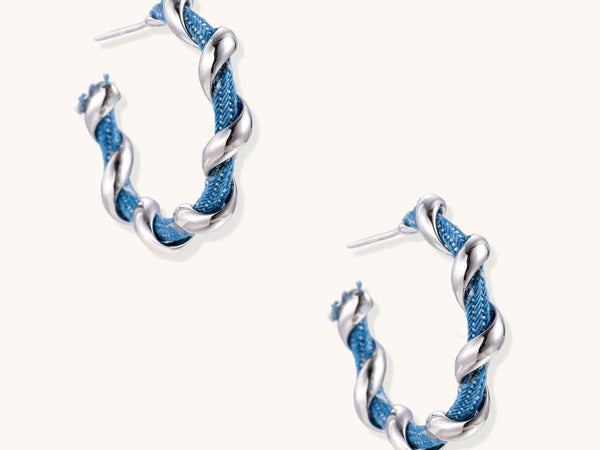 Denim Twist Hoops