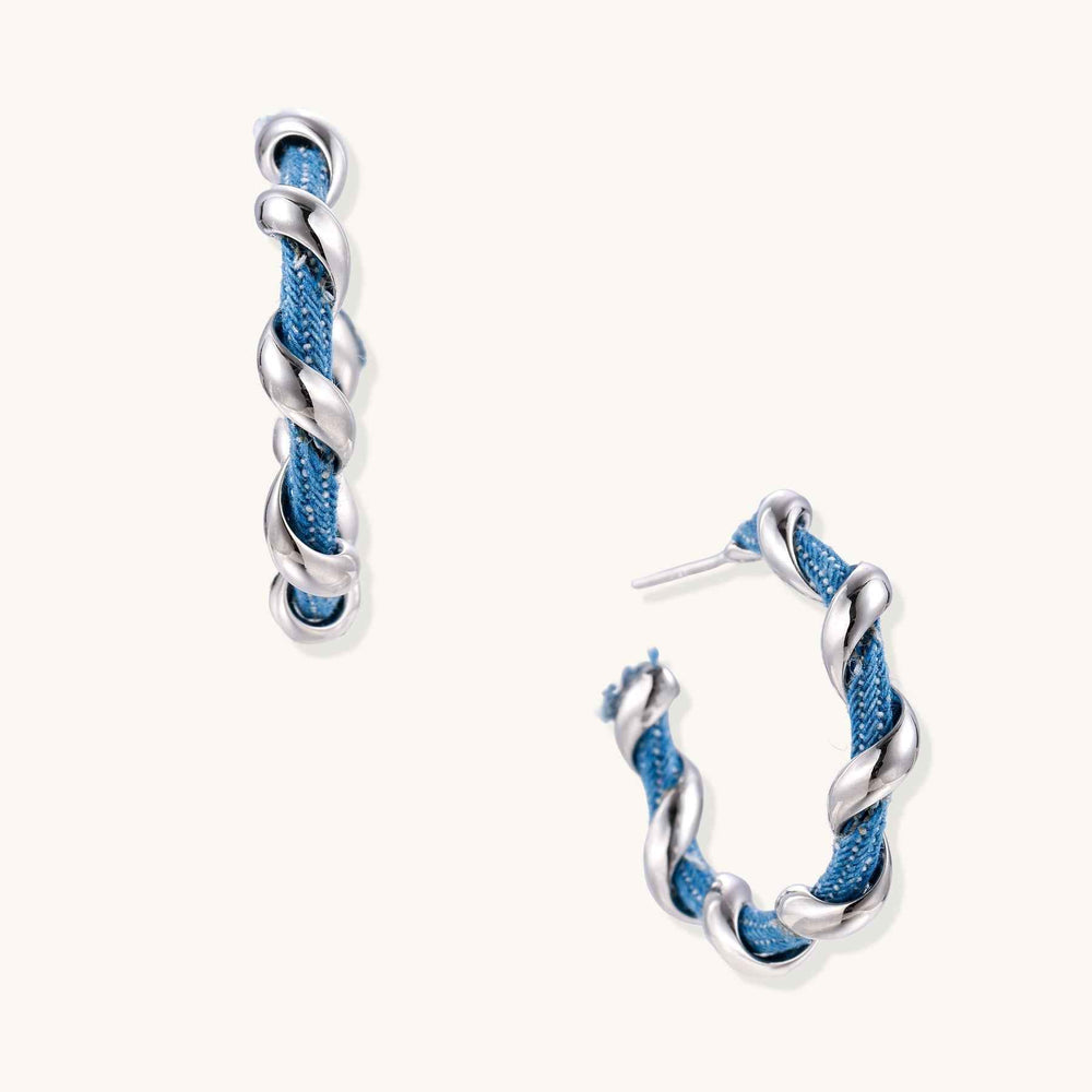 Denim Twist Hoops