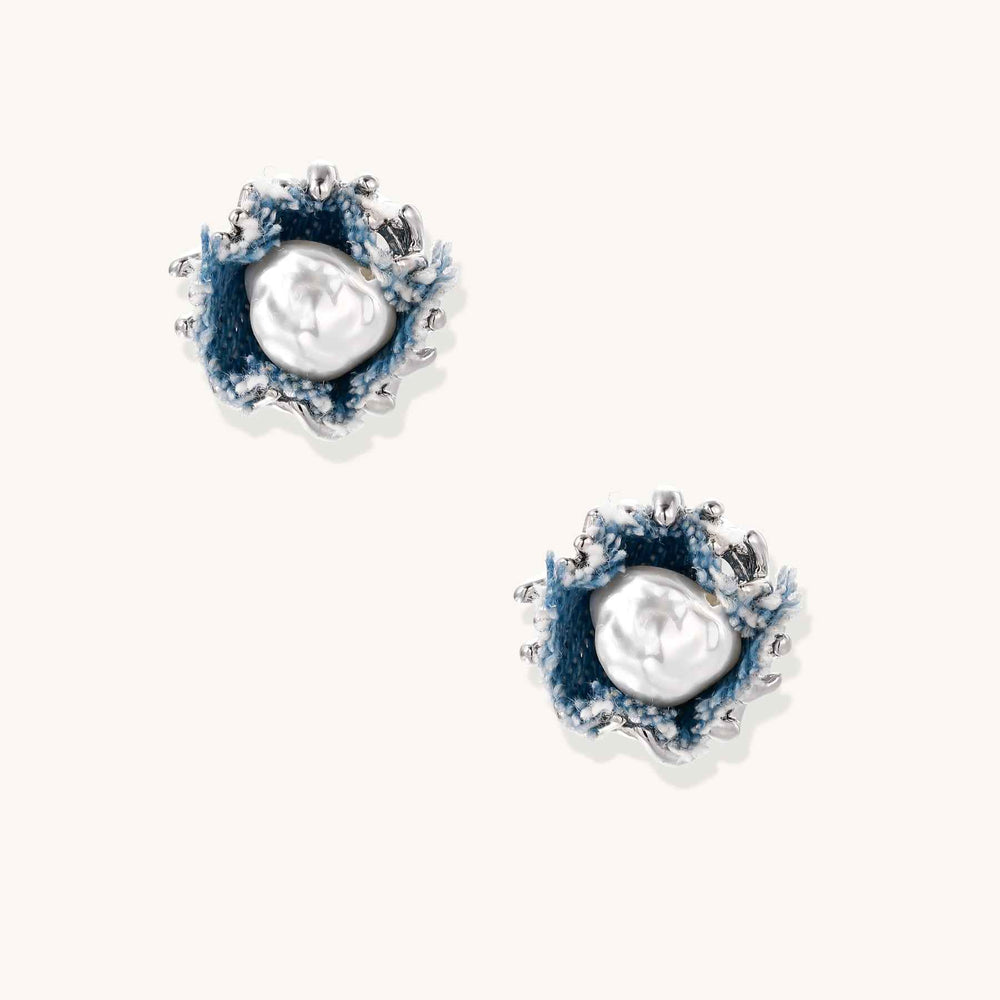 Denim Dreams Pearl Studs