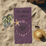 Moth with Lunar Phases Beach Towel | Moon Phase Moth Design