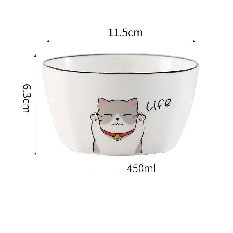 Cartoon Cat Life Ramen Noodle Bowl