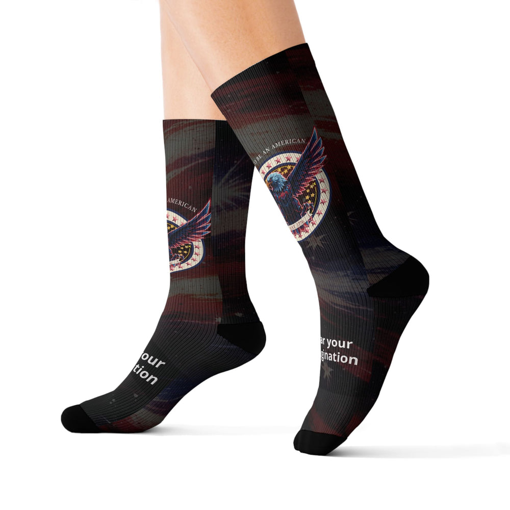 American Flag Sublimation Socks — Patriotic Eagle Graphic Crew Socks