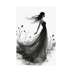 "Whispers of the Wind" - Elegant Black & White Satin Art Print - Wall Art - Iron Phoenix GHG