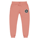 Embroidered Star Compass Sweatpants — White Fleece Joggers