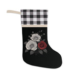 Plaid Christmas Stocking - White Buffalo Plaid Gothic Rose Design | Our Phoenix Rise