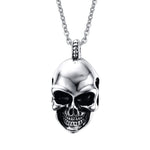 Polished Skull Pendant Necklace - Direct Front Detail Silver Finish | Our Phoenix Rise