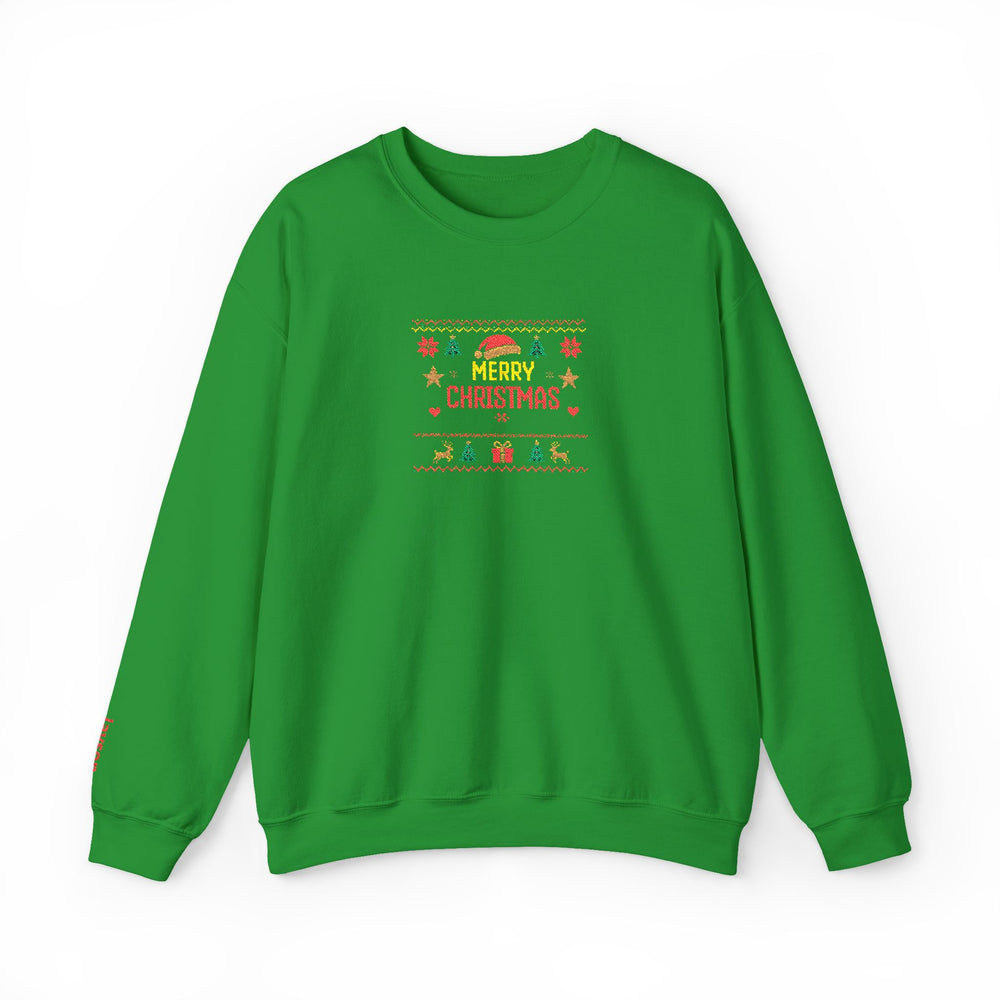 Merry Christmas Crewneck Sweatshirt — Festive Ugly Sweater Style Holiday Pullover