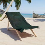 Tropical Floral Beach Towel — Dark Green Hibiscus Pattern