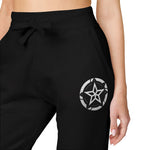 Embroidered Star Compass Sweatpants — White Fleece Joggers