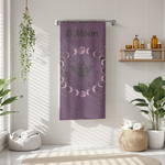 Moth with Lunar Phases Beach Towel | Moon Phase Moth Design