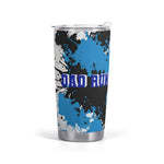 Dad Runs on Beer Insulated Tumbler - Front View Blue Black Splatter | Our Phoenix Rise