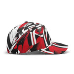 Abstract Graphic Black Red White Baseball Cap - left side view | Our Phoenix Rise
