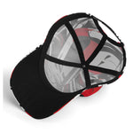 Abstract Graphic Black Red White Baseball Cap - brim detail with abstract pattern | Our Phoenix Rise