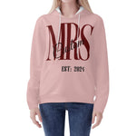 Personalized Mrs Est 2024 Hoodie - Pink on female model, side view | Our Phoenix Rise