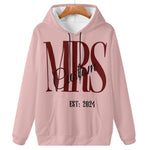 Personalized Mrs Est 2024 Hoodie - Pink flat lay, front view | Our Phoenix Rise