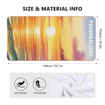 Personalized Sunset Beach Bath Towel - Size Chart and Fabric Features Diagram | Our Phoenix Rise