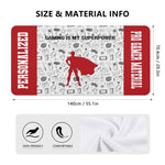 Personalized Gamer Superhero Bath Towel - Size and Material Specifications Chart | Our Phoenix Rise