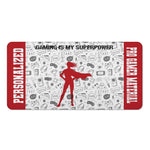Personalized Gamer Girl Superpower Bath Towel - Flat View Showing Controller Doodle Pattern | Our Phoenix Rise