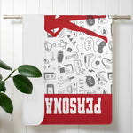 Personalized Gamer Girl Superpower Bath Towel - Hanging on Bathroom Towel Rack | Our Phoenix Rise