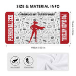 Personalized Gamer Girl Superpower Bath Towel - Size and Material Specification Chart | Our Phoenix Rise