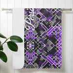 Personalized Purple Geometric Bath Towel - Personalized Text Detail | Our Phoenix Rise