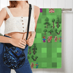 Personalized Pixel Block Survival Mode Bath Towel - Close-up of Character Graphics | Our Phoenix Rise
