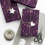 Moon Phase Pattern Gift Wrap Paper | Purple Lunar Wrapping Paper