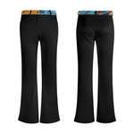 Women's Black Flare Pants with Patterned Waistband - Front and Back View | Our Phoenix Rise