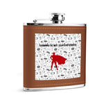 Gaming Superpower Stainless Steel Flask - Leather Wrapped Front View on White Background | Our Phoenix Rise