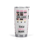 Personalized Teacher Tumbler - single cup, pink pencil design, custom name Mrs. Jones | Our Phoenix Rise