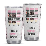 Personalized Teacher Tumbler - pair of cups, pink pencil design, custom name Mrs. Jones | Our Phoenix Rise
