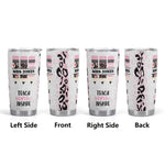 Personalized Teacher Tumbler - close up of custom name detail, pink pencil art | Our Phoenix Rise