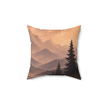 Pine Tree Sunset Mountain Throw Pillow 14-28