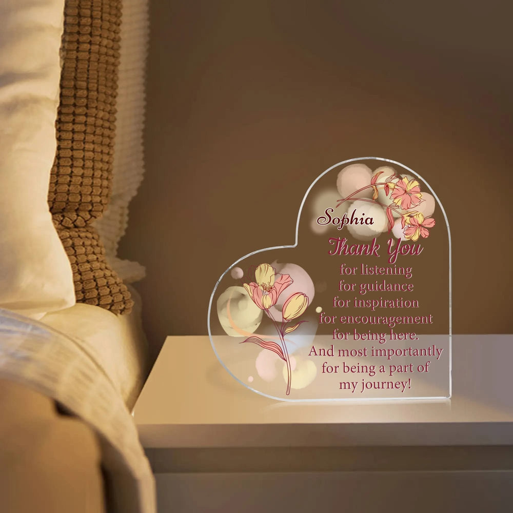 Personalized Heart Shaped Thank You Acrylic Plaque