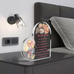 Personalized Heart Shaped Thank You Acrylic Plaque - nightstand decor with subtle lighting | Our Phoenix Rise