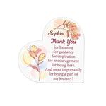 Personalized Heart Shaped Thank You Acrylic Plaque - top-down view of design and shape | Our Phoenix Rise