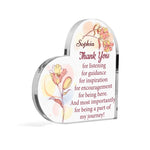 Personalized Heart Shaped Thank You Acrylic Plaque - presented as a thoughtful gift | Our Phoenix Rise